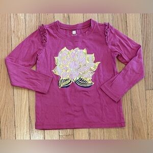 Tea Collection Magenta Long Sleeve Tee with Floral Design